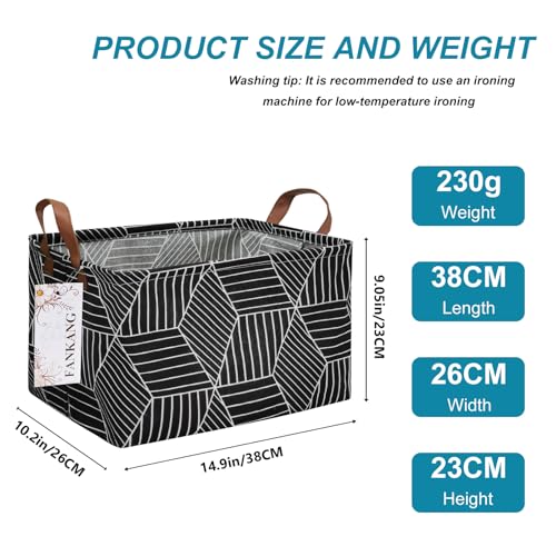 FANKANG Storage Basket,Nursery Hamper Canvas Laundry Basket Foldable with Waterproof PE Coating Storage, Office, Bedroom, Clothes,Toys (Rec-Black Cube) - color: FK-Rec-Black Cube