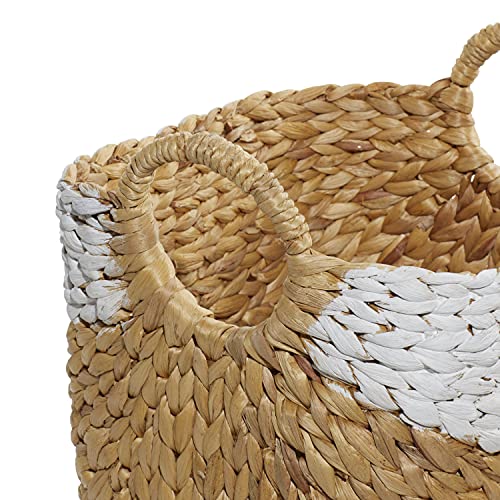 Deco 79 Seagrass Handmade Two Toned Storage Basket with Handles, Set of 3 19", 17", 15"W, Brown - size: 19", 17", 15"