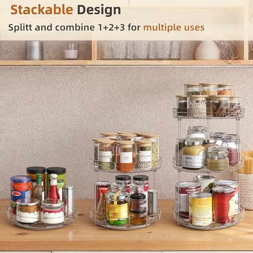Optish 2 Tier Lazy Susan Organizer, 9.5" Rotating Spice Rack Turntable Organizer for Cabinet, Pantry, Countertop, Bathroom, Kitchen, Vanity, Medicine Cabinet Organization