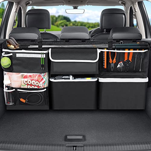 Oasser Car Storage Organizer New Version, Hanging Trunk Organizer with 10 Different Functional Storage Bags for SUV Truck MPV VAN - size: New version-Large