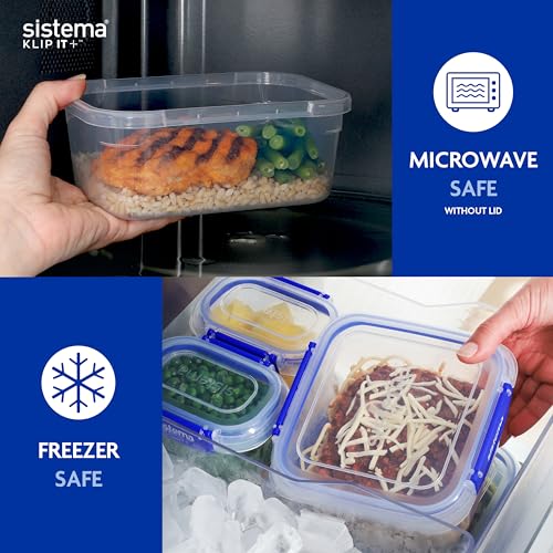 Sistema KLIP IT+ 3.35L Rectangle Food Storage Containers (3-Pack), Stackable & Airtight Food Boxes with Lids, Dishwasher, Freezer, & Microwave-Safe, BPA-Free, School Lunch Boxes - size: 3.35L (3-Pack)