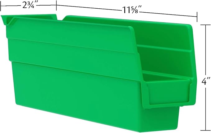 Akro-Mils 30110 Plastic Shelf Bins, Heavy Duty Storage Bins for Garage, Closet, and Drawer Organization, 12-Inch x 3-Inch x 4-Inch, Blue, 24-Pack