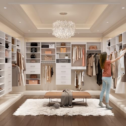 ROOMTEC Modular Closet System, 19.5" Shoe Shelf Closet Tower Wall-Mounted Closet Organizer, Wooden Tower for Walk-In Closets, Wardrobe Storage Kit, White - size: 19.5" Wide, style: Model 9