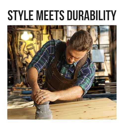 ecoZen 16oz Waxed Canvas Work Apron with Pockets - Waterproof, Fully Adjustable to Comfortably Fit Men and Women, 27 x 34 inches, Tough Tool Apron for Lasting Protection - Brown, Size S to XXL