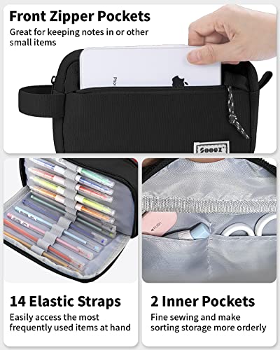 Sooez Big Capacity Pencil Case, Upgraded Canvas Pencil Pouch Large Pencil Bag Organizer, Separate Compartments Easy Grip Handle, Aesthetic Supply for School Teens Adults, Pink Pen Case - color: Canvas Pink