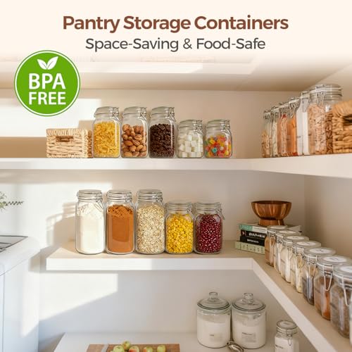 ComSaf 3-Pack 78oz Large Square Airtight Glass Jars for Bulk Food, Holds a 4lb Bag of Sugar or 5lb of Rice, Wide Mouth Canister for Flour, Coffee & Pantry Organization - size: 78oz*3