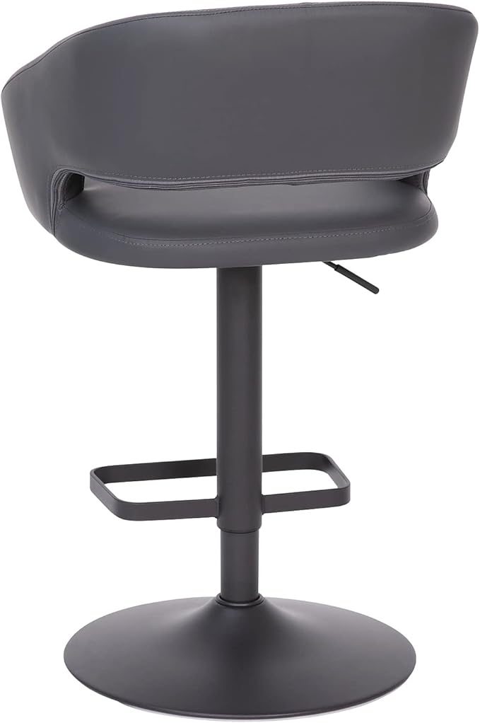 Flash Furniture Erik Comfortable & Stylish Contemporary Barstool with Rounded Mid-Back and Foot Rest, Adjustable Height - Gray Vinyl with Chrome Base