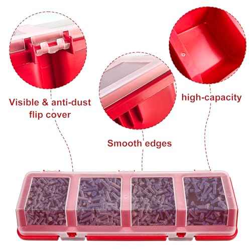 6 Pcs Screw Organizers Storage Bins with Lids, Plastic Stackable Hardware Organizer Box for Garage Nails/Craft Tool Organizing, Tool Cart Cabinet Workbench Drawers with Compartment Bolt Organizer