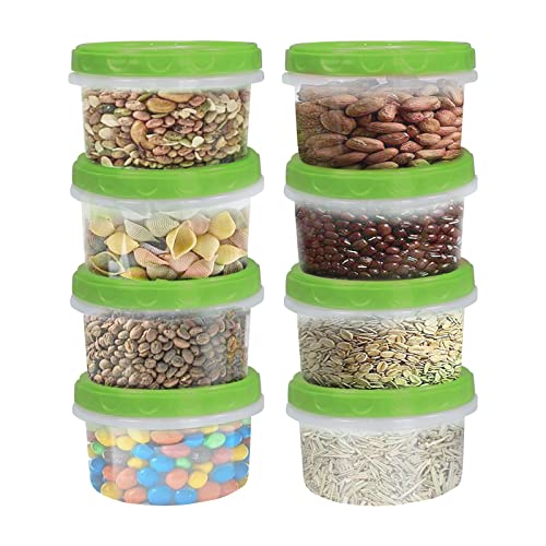 Jucaifu 8 Pack 8 Ounce reuseable small plastic freezer storage container jars with screw lid for food snacks lunch Green - color: Green(8PCS)