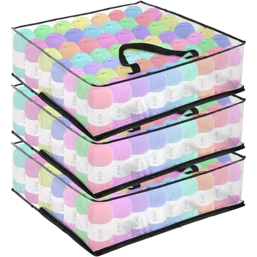 XL Yarn Storage Organizer 3 Bags, Oversized Yarn Organizer Moving Bag with Handle & Zipper, Closet/Under-Bed Storage Solutions for Knitting, Crochetfor, Sweater & Blanket Packing (26x26x8.7“, 3 Pcs)