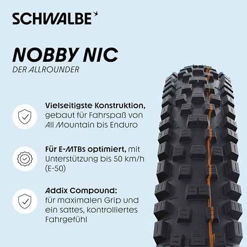 Schwalbe Nobby Nic, Pneumatici per Bicicletta Unisex-Adulto, Nero, Taglia Unica