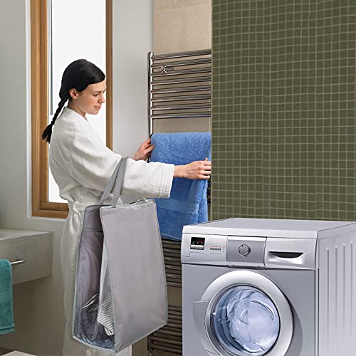 Fentec Hanging Laundry Hamper, Hanging Laundry Basket, Slim Laundry Hamper Bag with Handles, Portable Hanging Closet Hamper, Mesh Heavy Duty Hanging Laundry Bag Grey 2 Pack - color: Grey, size: 2 Pack-One section