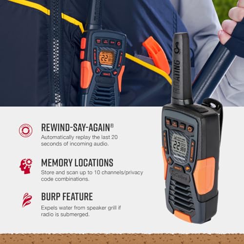 Cobra ACXT1035R FLT Floating Walkie Talkies - Waterproof, Rechargeable, Long Range up to 37-Mile Two Way Radio with NOAA Weather Alert & VOX, (2 Pack)