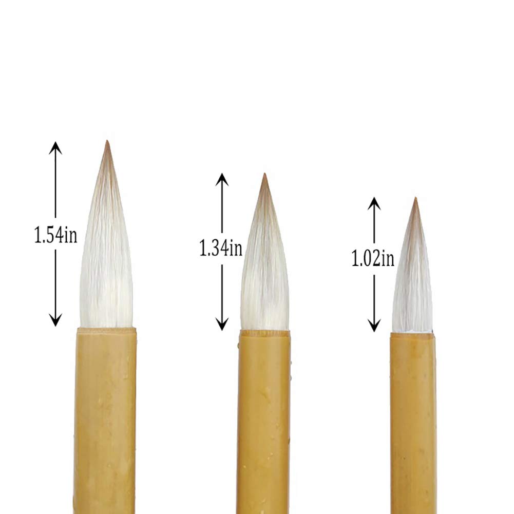 ZLY Chinese Calligraphy Brush Set Writing Drawing Ink Brushes, Japanese Kanji Sumi Brush Pen for Professional Beginner Large Medium Small 3 Pcs/Set