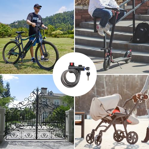Gotrax LockGuard Scooter Locks, 4 Feet Bike Locks Cable, Heavy Duty Anti Theft Bicycle Lock with Mounting Bracket and 2 Keys, Cable Lock Suitable for Scooters and Bikes (Key Lock)