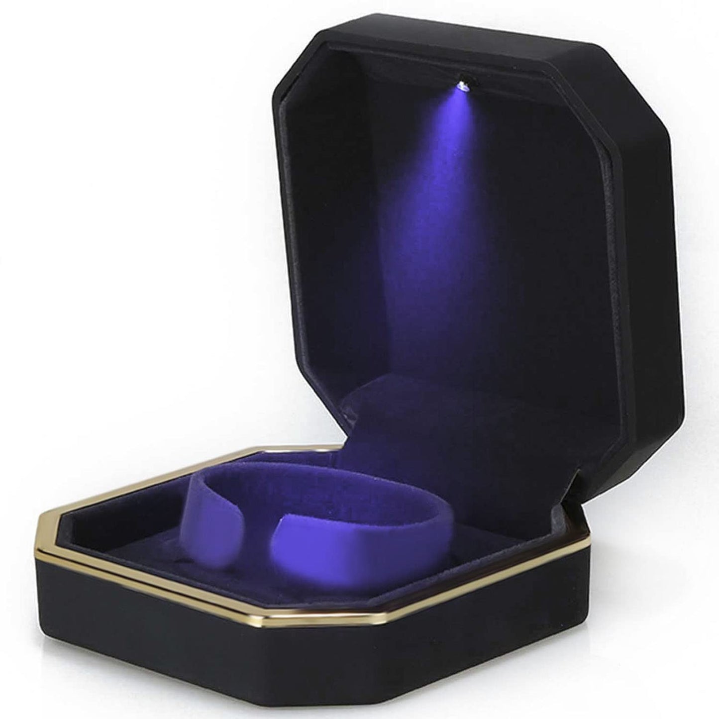 AVESON Luxury Bracelet Box, Velvet Jewelry Box Storage Case Organizer Holder with LED Light, Black
