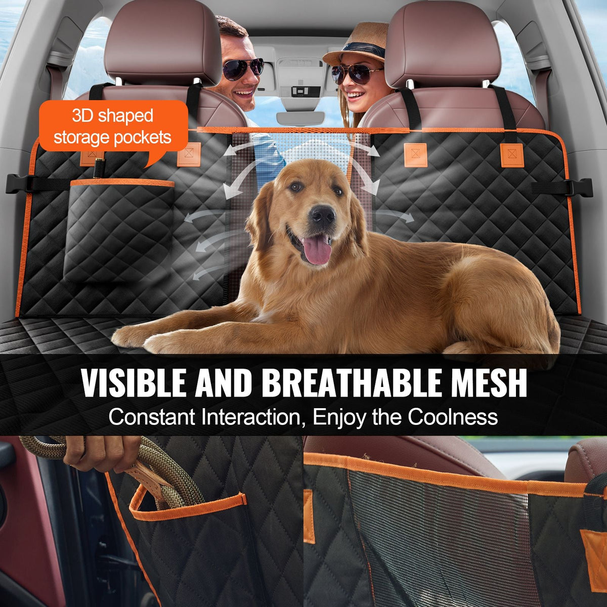 51.2 x 27.6 in Dog Car Seat Cover for Back Seat Waterproof 600D for SUV