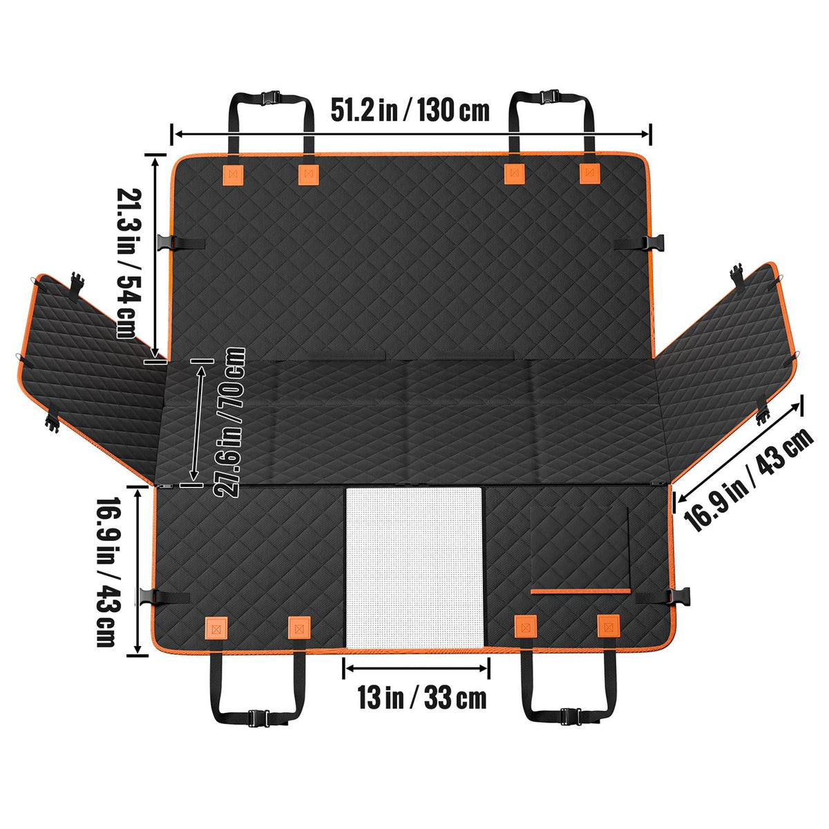 51.2 x 27.6 in Dog Car Seat Cover for Back Seat Waterproof 600D for SUV