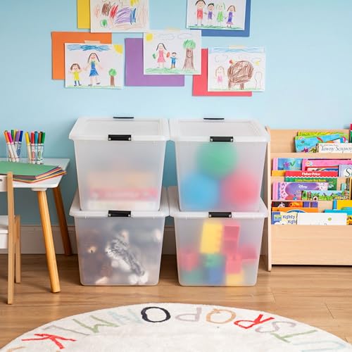 IRIS USA 4-Pack High-Capacity Clip Box with Latching Lids, 55 Quart Storage Bins, Supply Containers for Home, Office & Classroom Organization - size: 55 Qt, style: 4 Pack