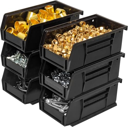 Akro-Mils 30220 AkroBins Plastic Storage Bins, Space-Saving Stackable Bins for Garage, Pantry, Craft Organization, 7" x 4" x 3", Black, 24-Pack - color: Black