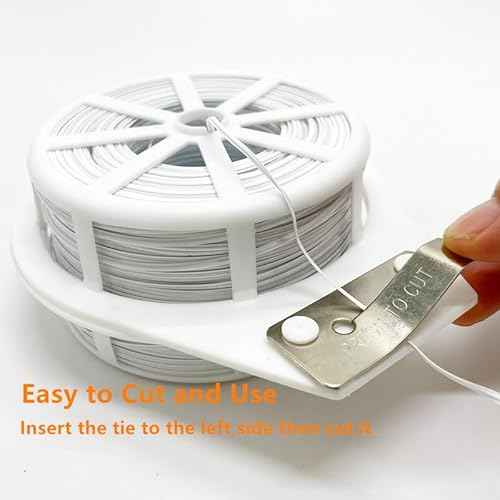 656ft (200m) Twist Ties, Garden Plant Ties with Cutter, Reusable Multifunctional Plant Ties, Fixing Vines Plant Support for Gardening Home Office(White)