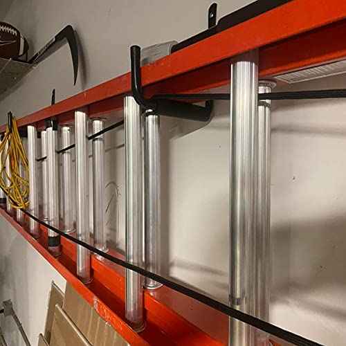 8 Pack Wall Mount Storage Hooks, 9.6IN Garage Utility Hanger for Ladder, Hold Chairs, Garden Tool, Hose, Bike Black +Red 9.6Inch x 8.8Inch