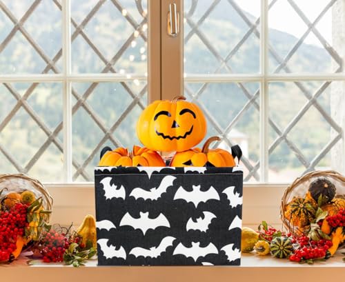 Rectangle Storage Basket with Handles,Collapsible Kids Toys Bin,Books Box,Gift Basket(Bat) - color: Bat