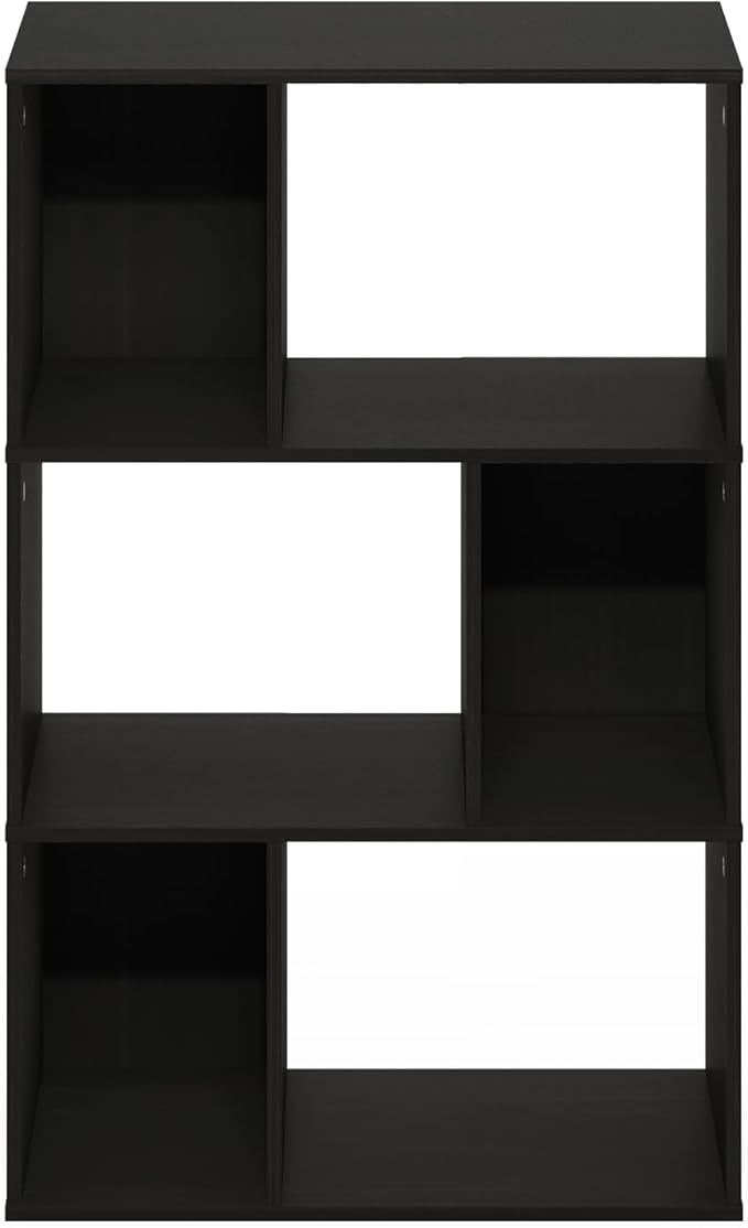 Furinno DALY Book Shelf, 6-Cube Bookshelf, Cube Storage Organizer Bookcase with Irregular Compartments, 11.7 x 23.6 x 36.8, for Living Room, Bedroom, Home Office, Espresso