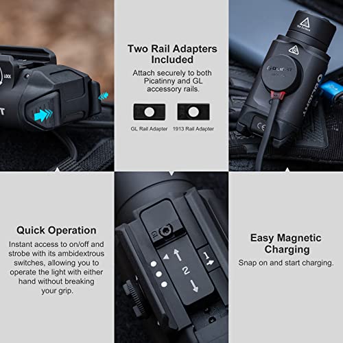 OLIGHT PL-3R Valkyrie Rechargeable Tactical Light, 1500 Lumens Rail-Mounted Weaponlight, LED Flashlight with Built-in Battery, Rail Locating Keys for 1913 Picatinny, GL Style