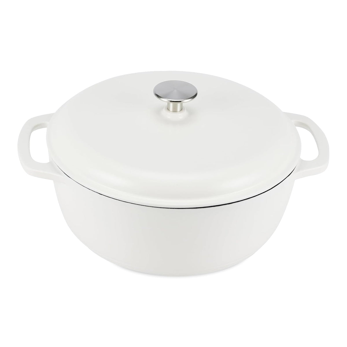 Enameled Cast Iron Dutch Oven Pot with Lid, Round, Dual Handles, Heavy-Duty, Oven Safe for Stews, Roasting, Baking, 6-Quart, Red