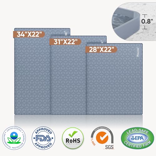 BALEINE 34''×22'' Under Sink Mat, Waterproof Food Grade Silicone Undersink Mat, Cabinet Shelf Drip Tray, Under Sink Liner for Kitchen, Bathroom (Blue) - color: Blue
