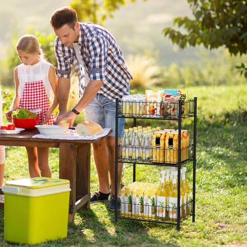 OYEAL Water Bottle Holder Rack 3 Tier Soda Drink Organizer Vertical Metal Food Storage Shelf for Kitchen Countertop Pantry, Can Storage Organizer for Pantry - size: 3-Tier