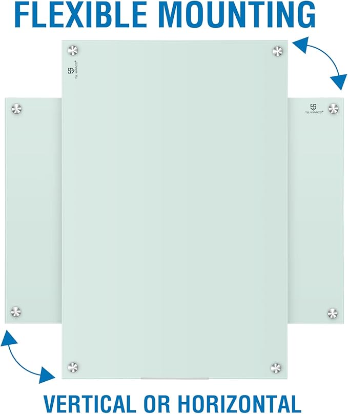 TSJ OFFICE Glass Dry-Erase Board - 48 x 32 Inches Wall Mounted Glass Magnetic Whiteboard, Large Frameless White Board for Office, Home & School