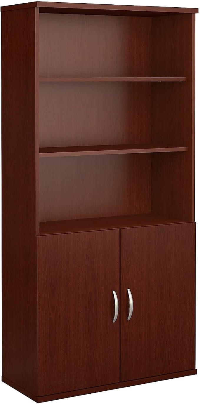 Bush Business Furniture Series C 36W 5 Shelf Bookcase with Doors in Mahogany