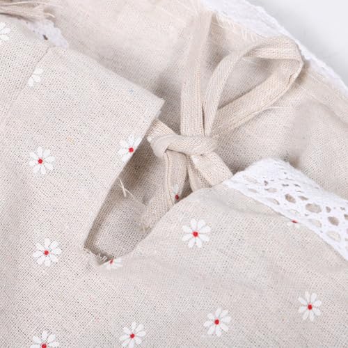 Garneck Washable Cloth Liner for Wire Rattan Basket Replaceable Fabric Insert with Daisy Pattern Protective and Decorative Hamper Liner for Laundry Kitchen and Living Storage Easy to