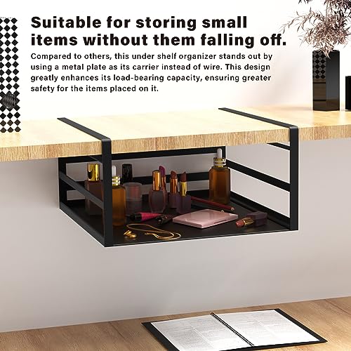 2 Pack Under Shelf Basket, Black Undershelf Storage Basket, Heavy Duty Slide-in Hanging Storage Basket, Metal Under Cabinet Organizer for Kitchen, Pantry, Desk, Bookshelf, Cabinet - size: 2 Pack Standard Black