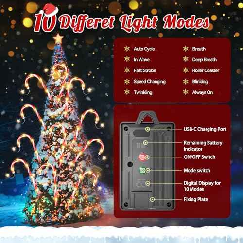 Christmas Decorations Outdoor, 24 Pack Solar Candy Cane Lights Christmas Yard Decorations with 10 Modes and Bright 144 LED, 28ft Longer Waterproof Candy Cane Pathway Lights Xmas Gift
