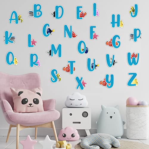 Findng Nmo Alphabet Wall Stickers A to Z ? Educational Ocean Theme Vinyl Wall Decals for Room, or Classroom ? Removable & Reusable Findng Nmo ABC Letters Wall Decor for Toddlers