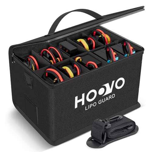 HOOVO Lipo Bag, Fireproof and Explosionproof LiPo Battery Bags - Large Capacity LiPo Guard Safe Pouch Adjustable for 10 - Cell LiPo Storage & Charge (10.6"x 6.7" x 6.7")