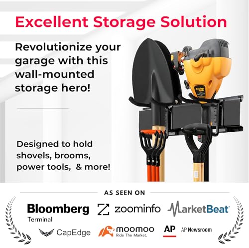 TIDYME Garage Wall Organizer | 80" Heavy-Duty Tool Storage Rack | Adjustable Double-Layer Hooks | 500 lbs Capacity | Carbon Steel Wall Mount Holder for Shovels, Rakes, Ladders & Power Tools - size: 80" (0 Shelves)