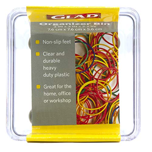 Glad Plastic Drawer Storage Tray – Heavy Duty Organizer Bin for Home, Kitchen, Bath, Bedroom, Office | Non-Slip Feet, Clear, 3" x 3" - size: 3x3 (Pack of 1)