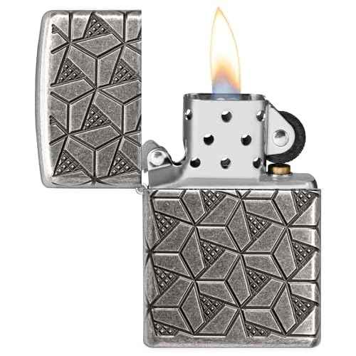 Zippo Lighter: Armor MultiCut Geometric Deep Carve - Antique Silver 49883