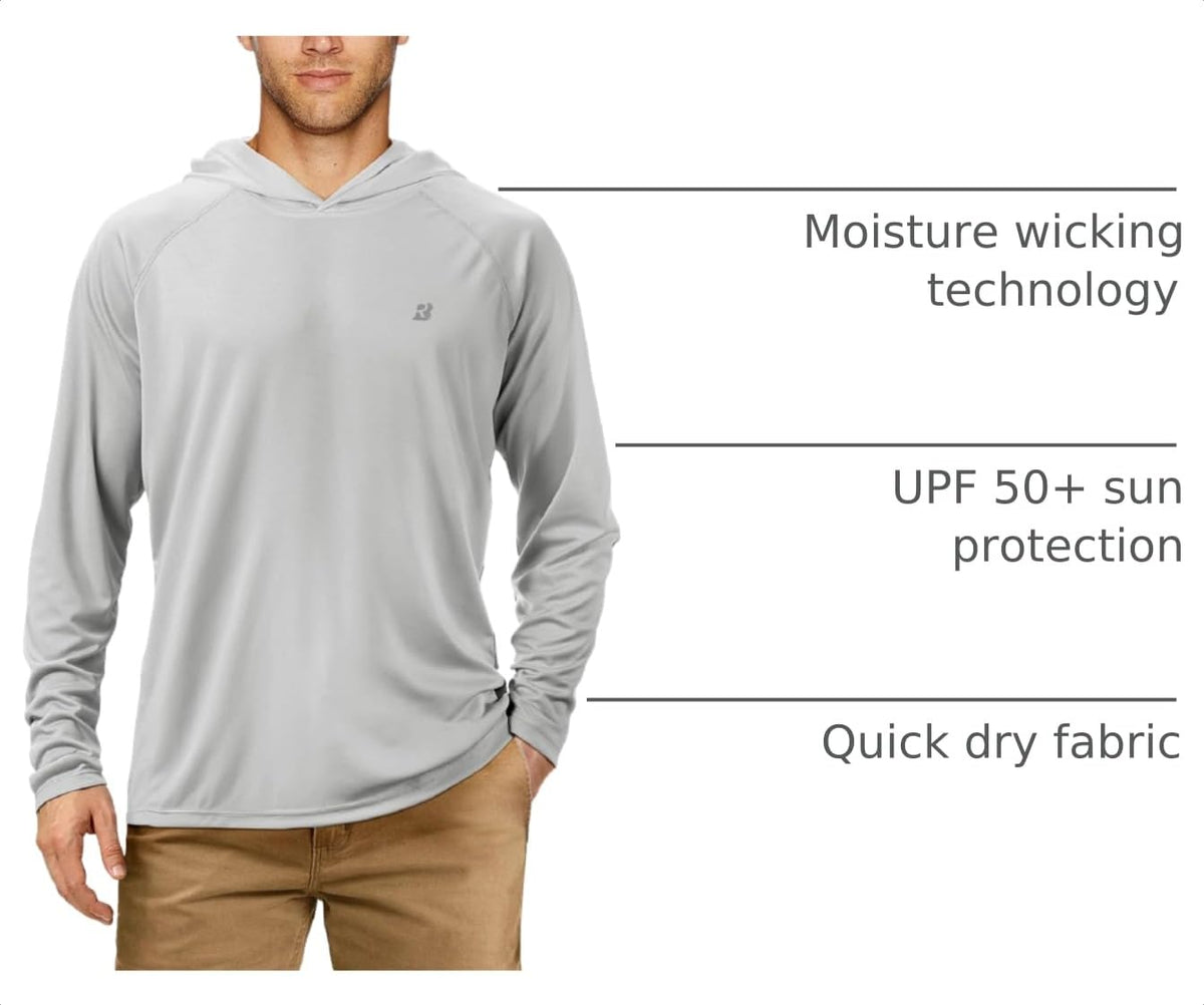 Roadbox UPF 50+ Fishing Shirts for Men Long Sleeve Sun Protection Lightweight Outdoor UV Hiking Shirts