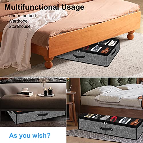 Under Bed Shoe Storage Organizer for Closet 2 Pack- Fits 24 Pairs Underbed Shoes Container Boxes with 2 Sturdy Handles and Clear Window,Foldable Shoe Rack Holder,Black - color: Black-24pairs, style: Regular Handle