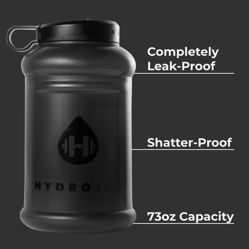HydroJug Pro 73 oz Plastic Water Jug with Handle & Flip Straw, Black