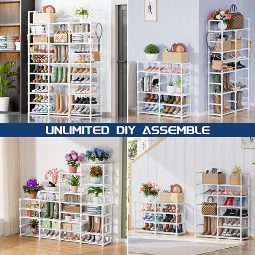 Mavivegue 10 Tiers Shoe Rack, Large Storage Space, 55-60 Pairs, White, Polypropylene - color: White, size: 3 Row 10 Tier