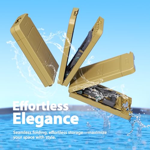 POOLHACKER Poolside Bar, [Original] Swim Up Bar Exclusively for Above-Ground Round Pools. Patio Poolside Table Smart Fold Easy Maintenance, Weather Resistant Stable Tabletop (Amber Brown) - color: Amber Brown