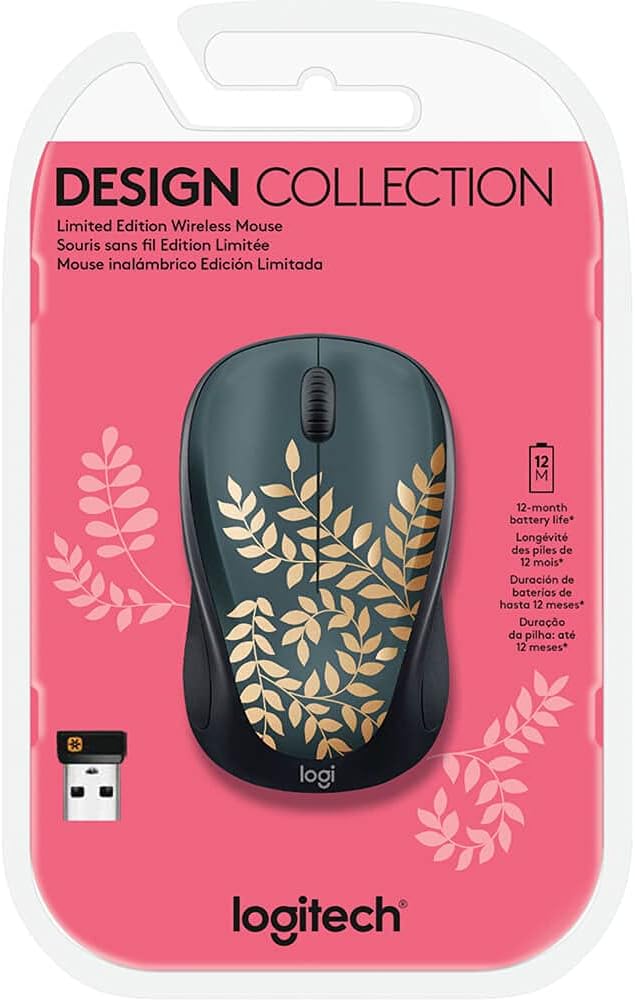 Logitech - Design Collection Limited Edition Wireless Compact Mouse with Colorful Designs - Golden Garden