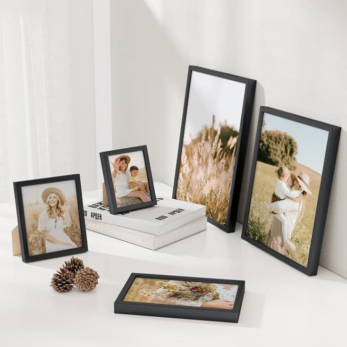 9x11 Metal Picture Frame - Black Aluminum Picture Frames with Real Glass, Wall Mounting Horizontally or Vertically, Simple and Elegant Decor for Wall Gallery Poster Photo 11x9 Frame, Black