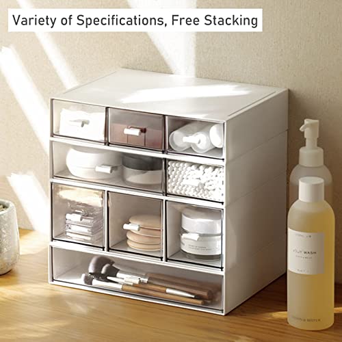 Desk Organizer with Drawers Stackable Storage Drawers, Plastic Compact Desk Storage Box Great for Office School Home Small Space- 1drawers (White) - size: 9*6.5*2inch - 1 Compartment